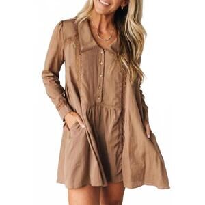 NEW LOVESOFT peter pan collar mini shirt dress in mocha
